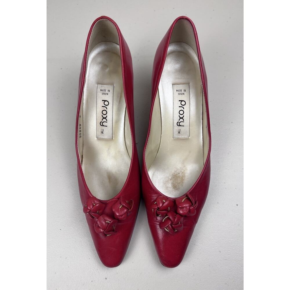 Vintage Proxy Women’s Heels Size 8 Made In Spain Red Leather Pump 80s 90s